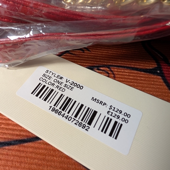 Valentino Orlandi Red Quilted Chain Shoulder Bag NWT - Picture 2 of 4